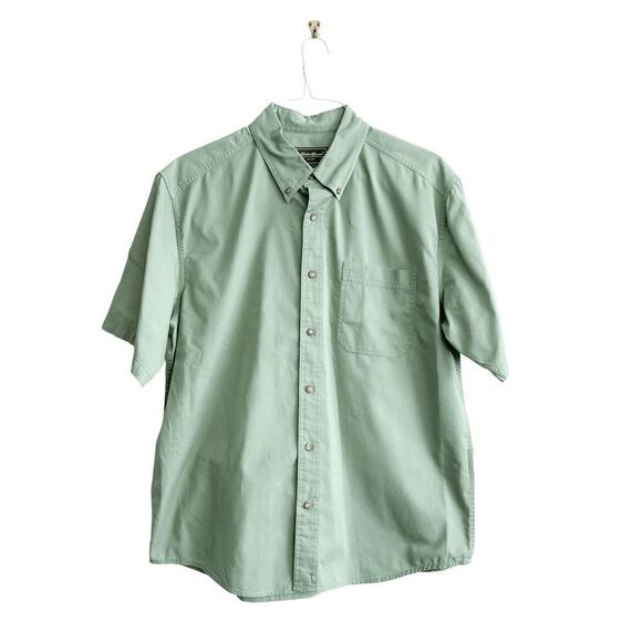 Eddie Bauer Mens Shirt Authentic Outdoor Outfitter Button Short Sleeve Green L - Picture 1 of 5